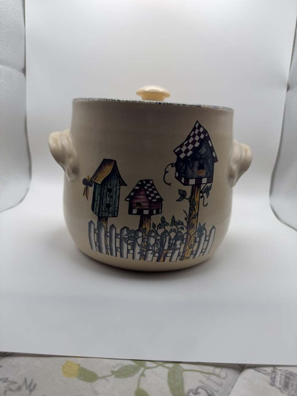 Home & Garden Party Ltd 2002 Birdhouse Pattern Ceramic Canister with Lid